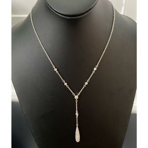 Anne Klein NWT Silver-Tone Crystal Y Necklace